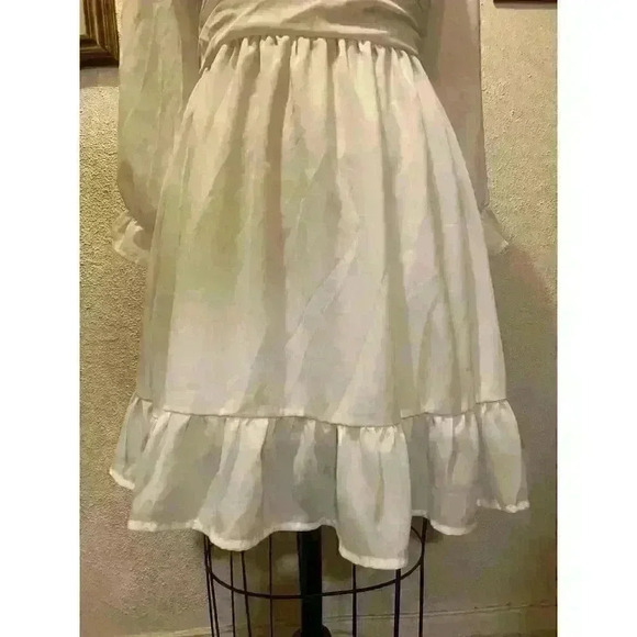 Zaful Square Neck Off the Shoulder Lantern Sleeve Tie Back Dress NWT Size 6 - Picture 6 of 14